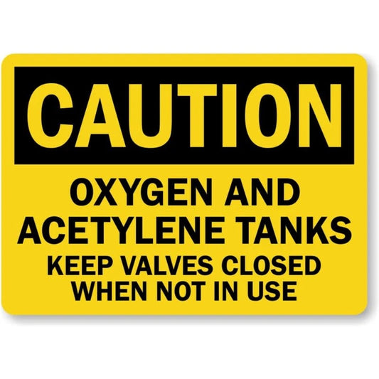 Oxygen Acetylene Tanks Valves Aluminum Sign — product artwork