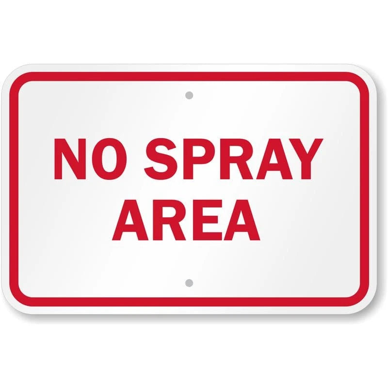 No Spray Area Arrow Aluminum Sign — product artwork