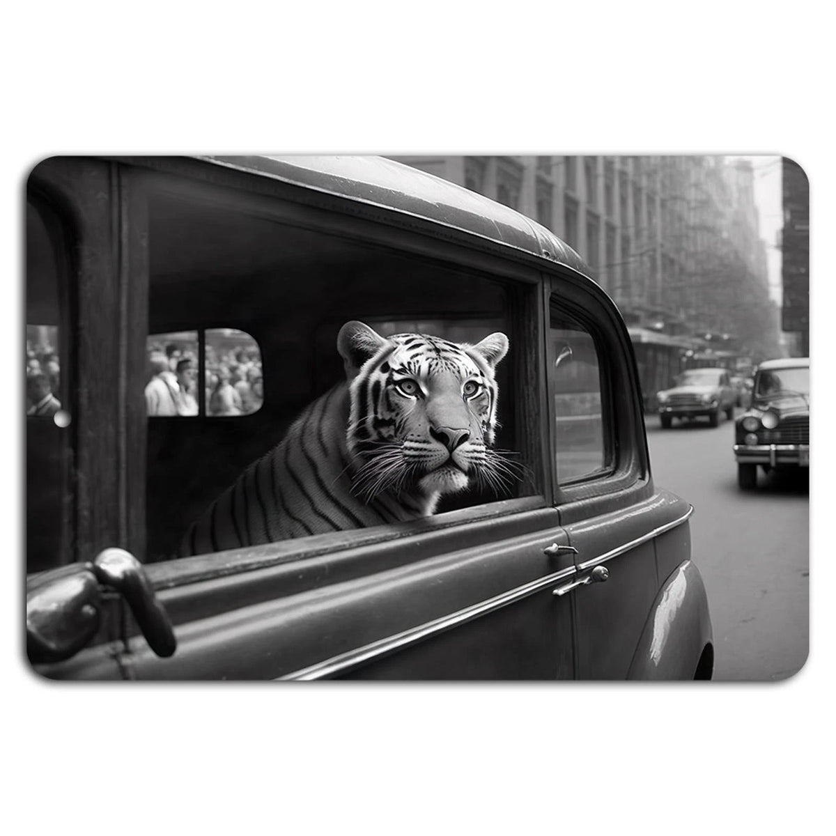 Decorative Urban Safari Tiger City Streets Aluminum Sign — product artwork