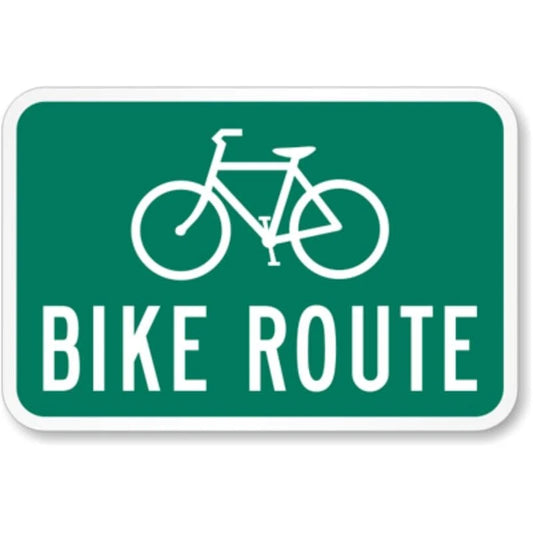 Bike Route Green Landscape Aluminum Sign — product artwork
