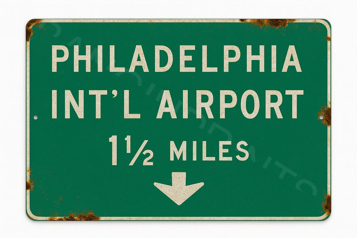 Highway Philadelphia Airport Aluminum Sign — product artwork