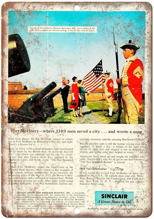 Motor Oil Sinclair Fort Mchenry Reproduction Aluminum Sign — product artwork