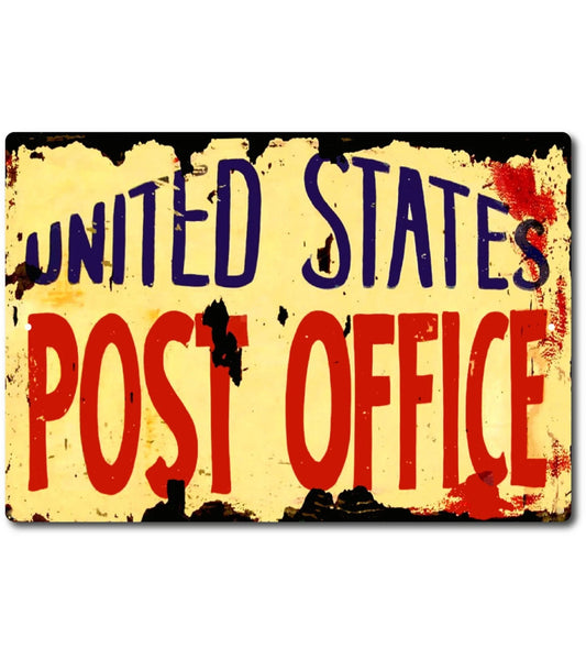 Post Office Rustic Retro Door Mounted Aluminum Sign — product artwork