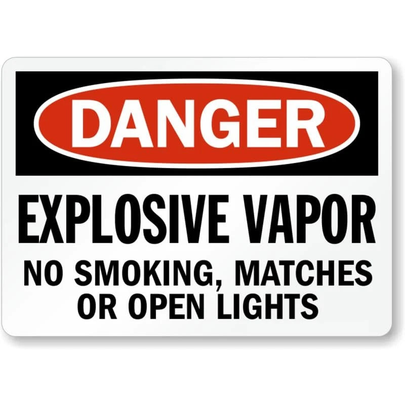Explosive Vapor Danger Aluminum Sign — product artwork