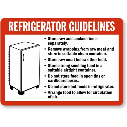 Refrigerator Guidelines Aluminum Sign — product artwork