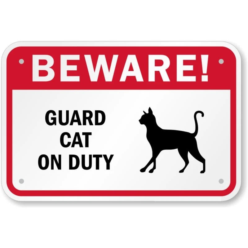 Cat on Duty Aluminum Sign — product artwork