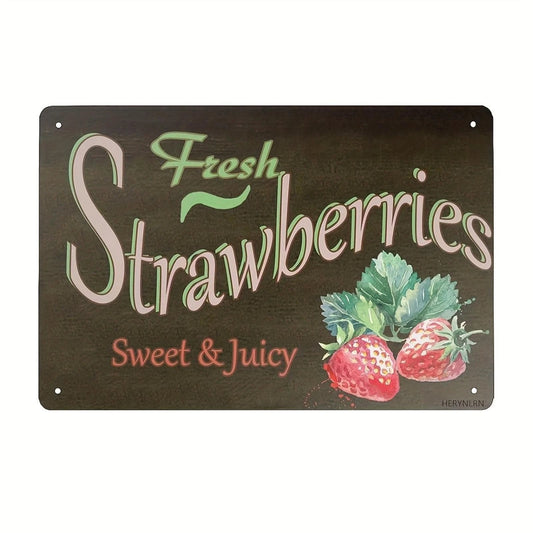 Strawberries Vintage Retro Funny Fruit Aluminum Sign — product artwork
