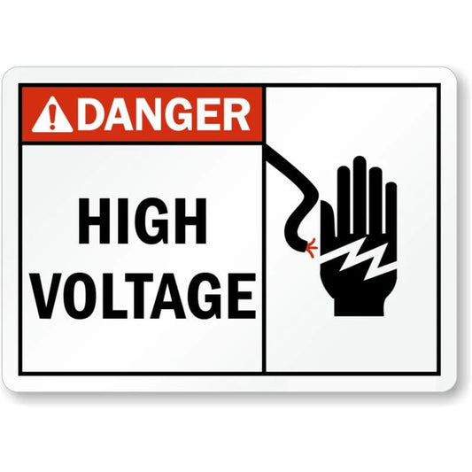 Danger High Voltage Hand Shock Symbol Aluminum Sign — product artwork
