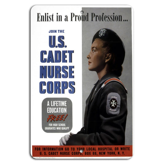 U.S. Cadet Nurse Vintage Patriotic Aluminum Sign — product artwork