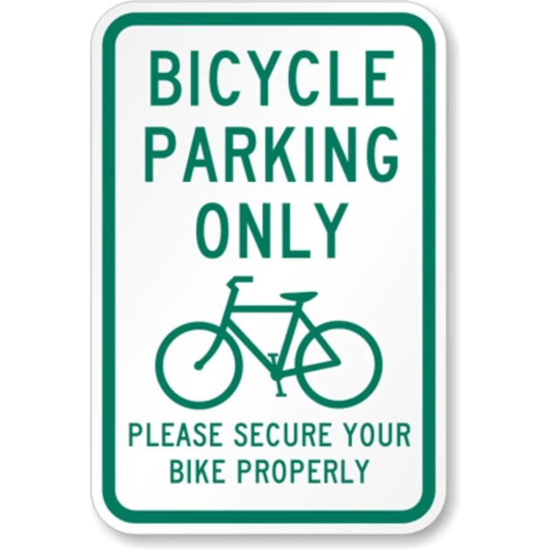 Bicycle Parking Only Secure Your Bike Green Aluminum Sign — product artwork