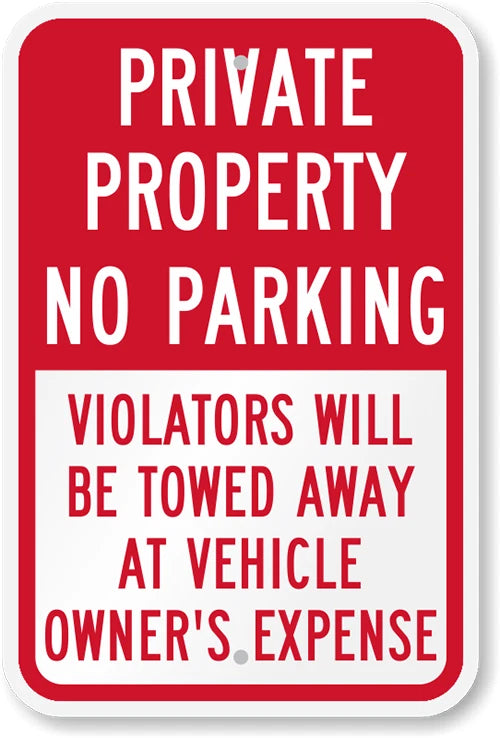 Private Property No Parking Violators Will Be Towed Sign — product artwork