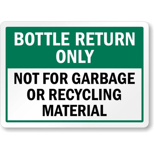 Recycling Bottle Return Only Aluminum Sign — product artwork