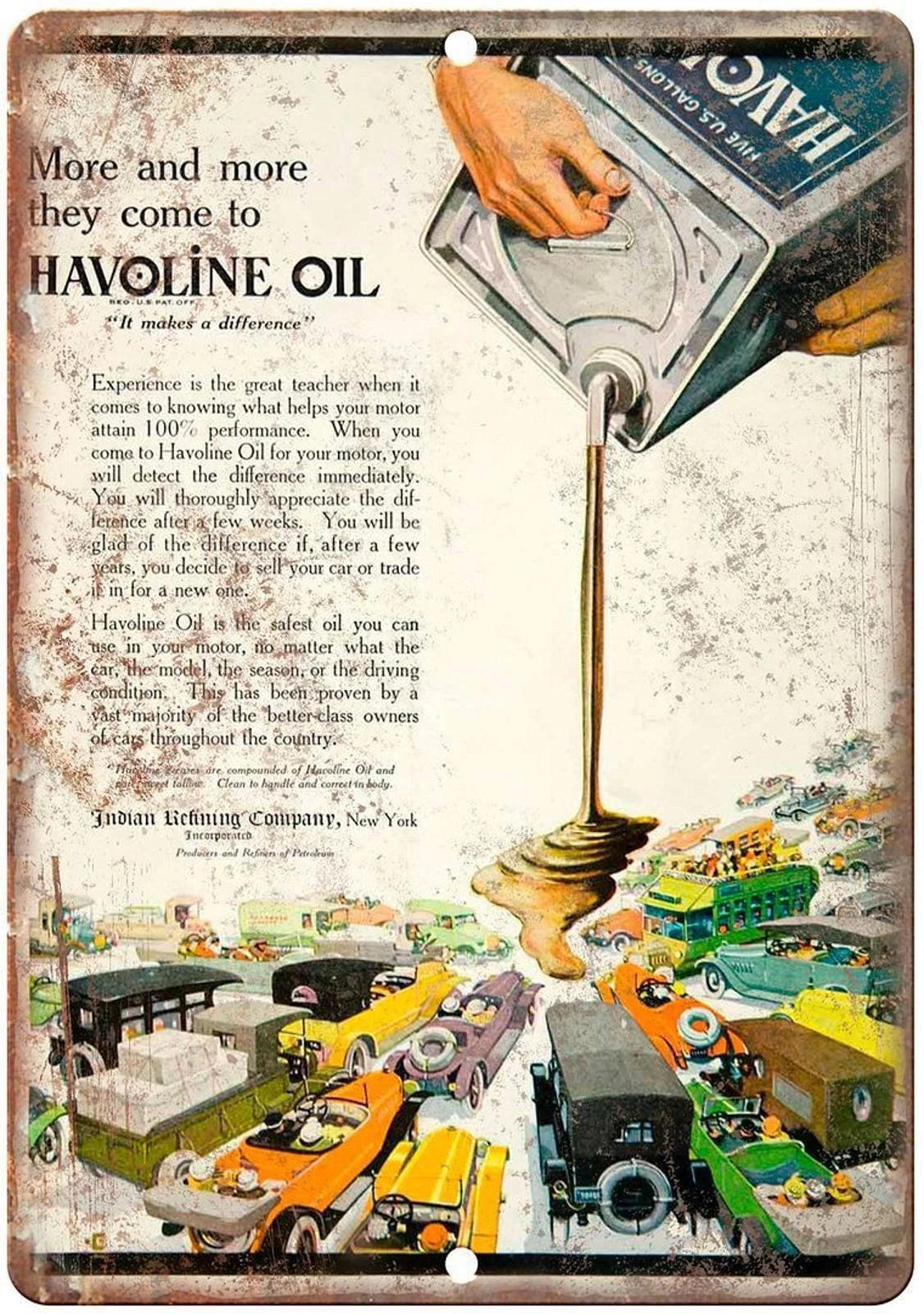 Vintage Havoline Oil Vintage Ad Reproduction Aluminum Sign — product artwork