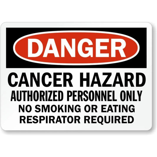 Cancer Hazard No Smoking or Eating Respirator Required Sign — product artwork