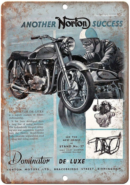 Norton Dominator De Luxe Birmingham England Aluminum Sign — product artwork