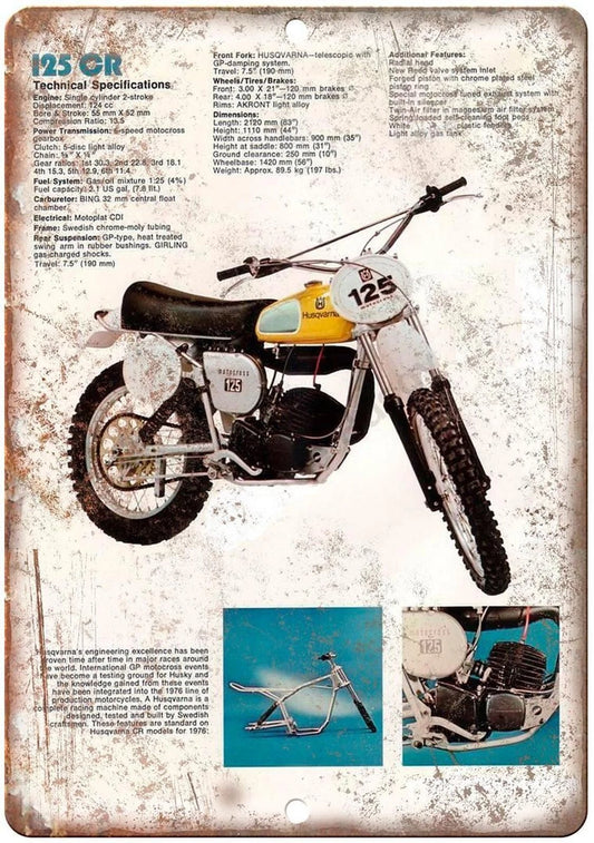 Vintage Dirt Bike Hasqvarna Aluminum Sign — product artwork