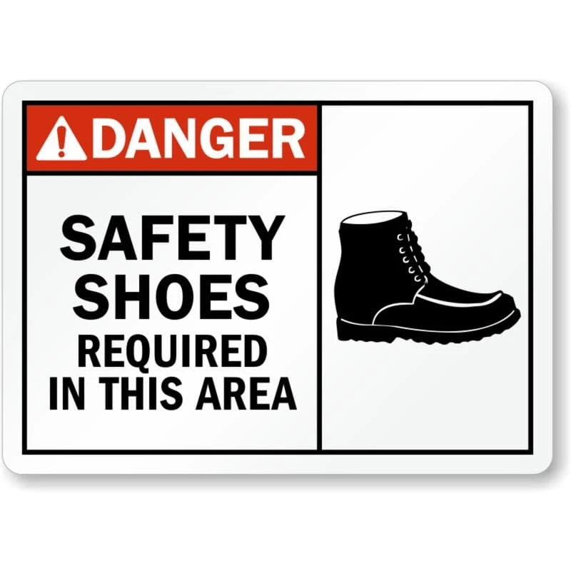 Safety Shoes Area Danger Aluminum Sign — product artwork