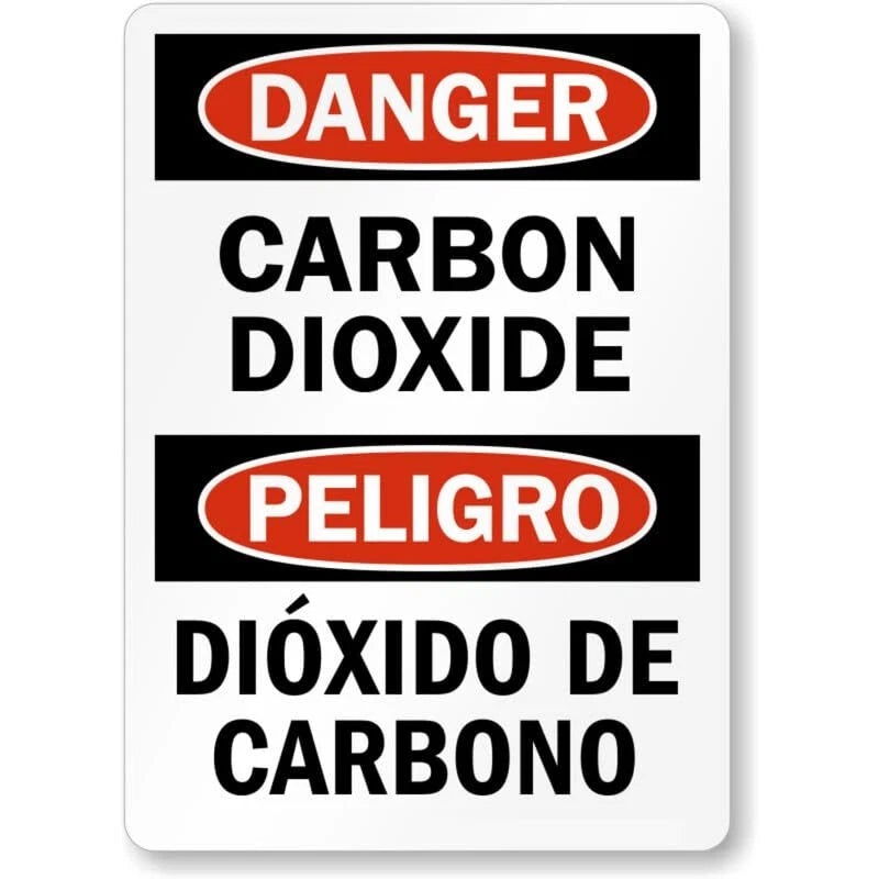 Bilingual Carbon Di Oxide Aluminum Sign — product artwork