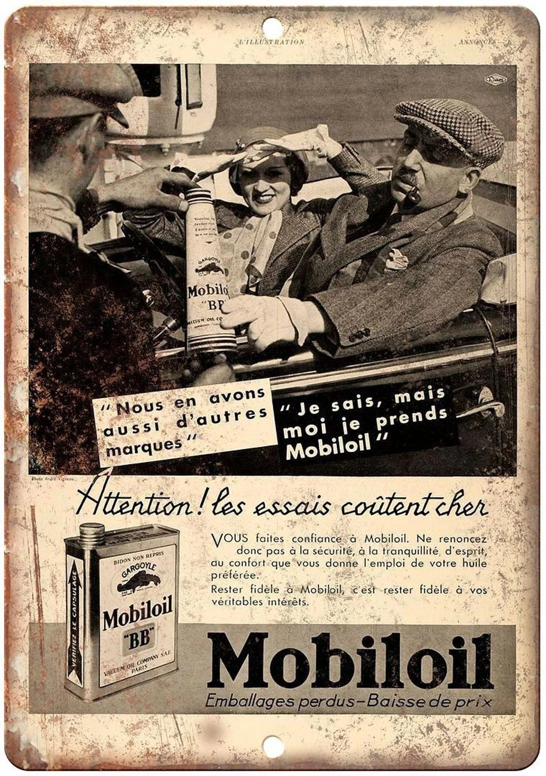 Vintage Gargoyle Mobiloil BB Funny Aluminum Sign — product artwork