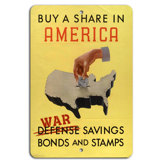 War Bonds Vintage Patriotic WWII Era Aluminum Sign — product artwork