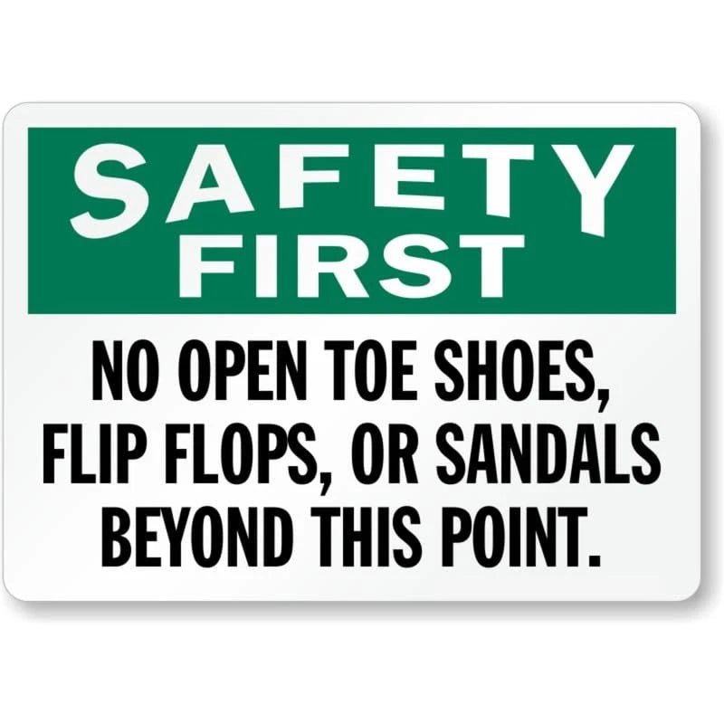 No Open Toe Shoes Aluminum Sign — product artwork