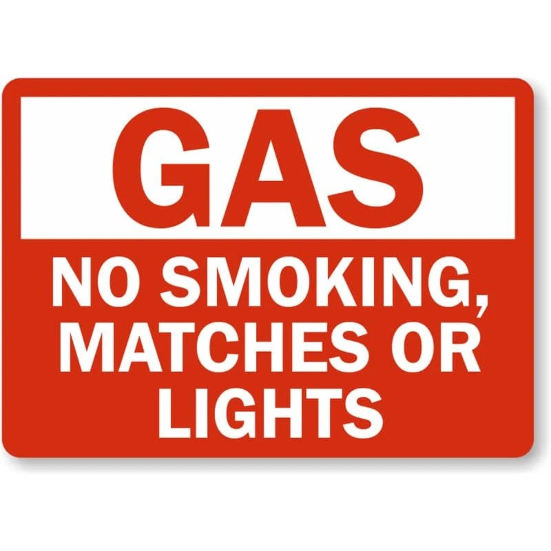Gas No Smoking Matches or Lights Aluminum Sign — product artwork