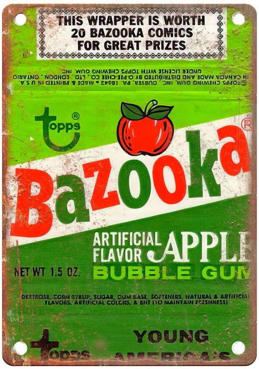 Topps Bazooka Apple Bubble Gum Vintage Aluminum Sign — product artwork