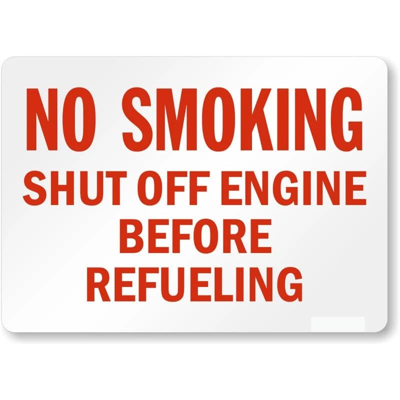 No Smoking Shut Off Engine Aluminum Sign — product artwork
