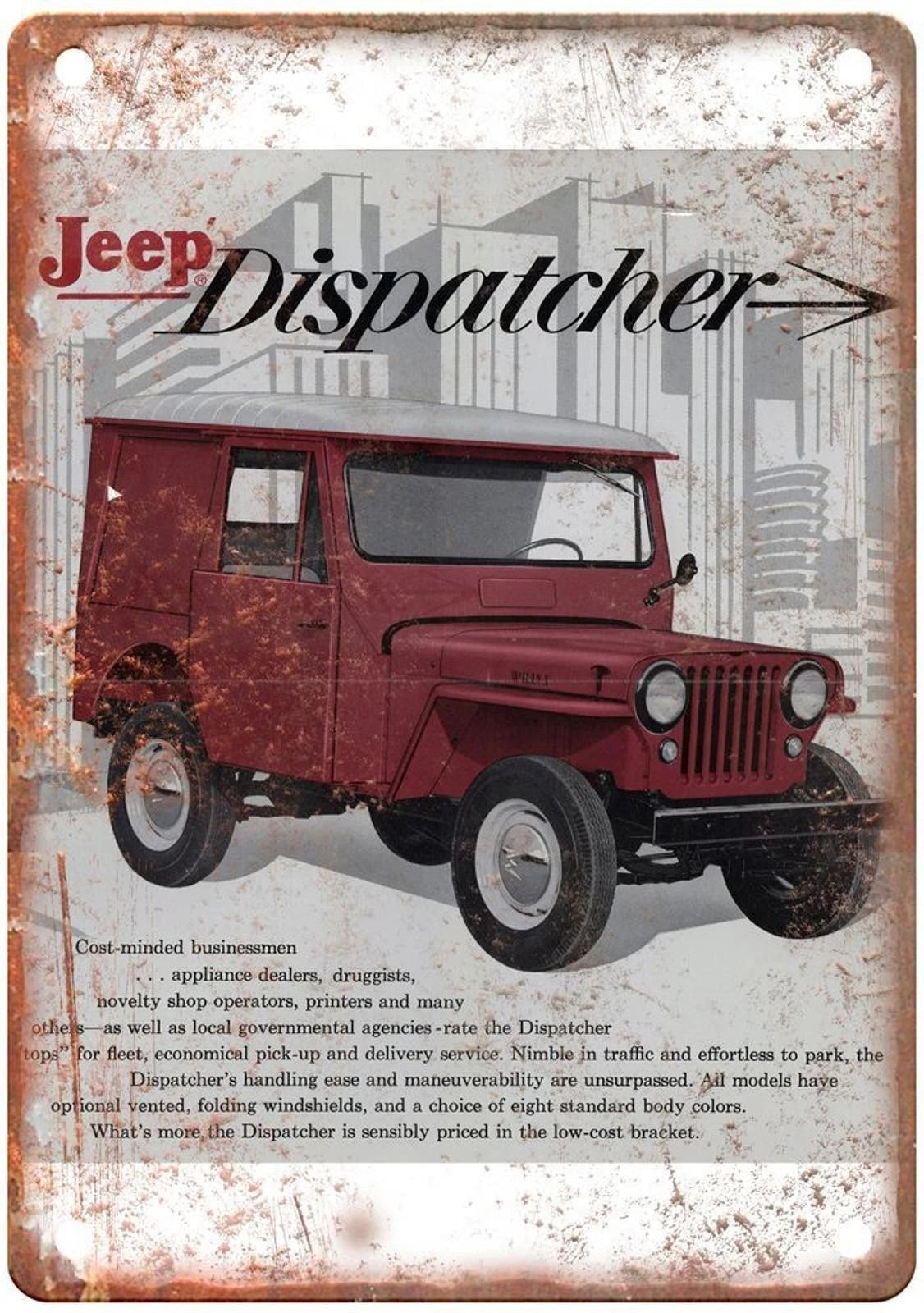 Vintage Jeep Retro Look Plowing Ad Aluminum Sign — product artwork