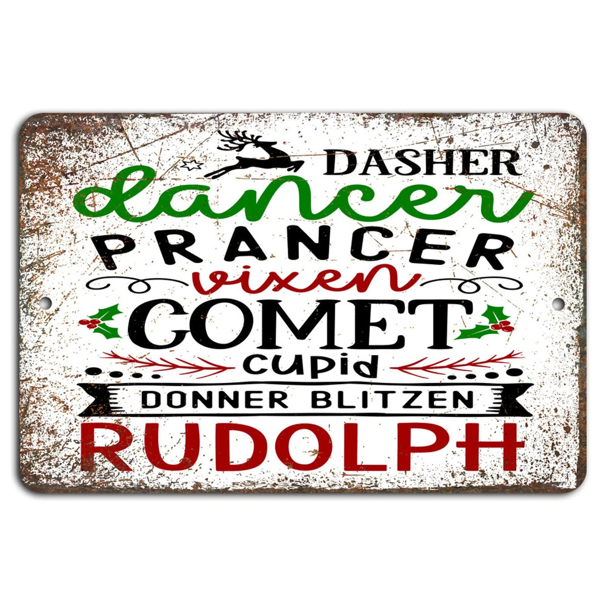 Rustic Reindeer Handmade Christmas Aluminum Sign — product artwork