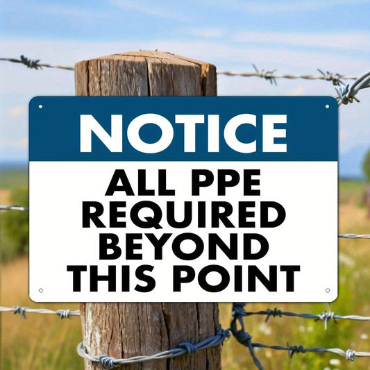 PPE Required Funny Industrial Safety Aluminum Sign — product artwork