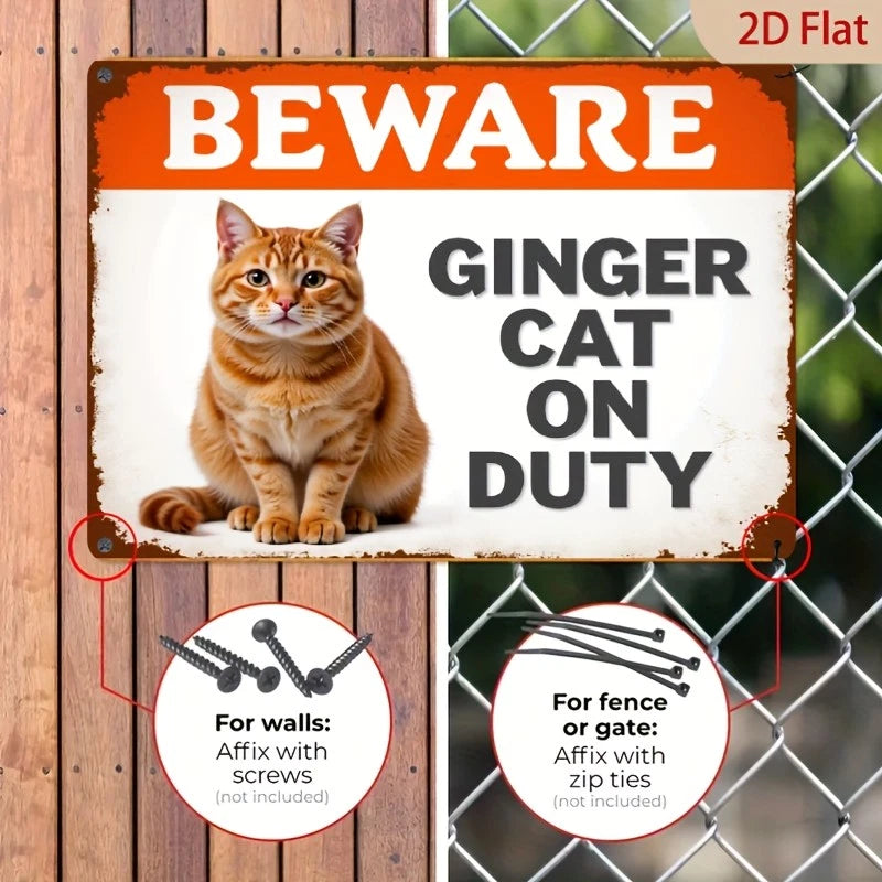 Ginger Cat Funny Vintage Aluminum Sign — product artwork