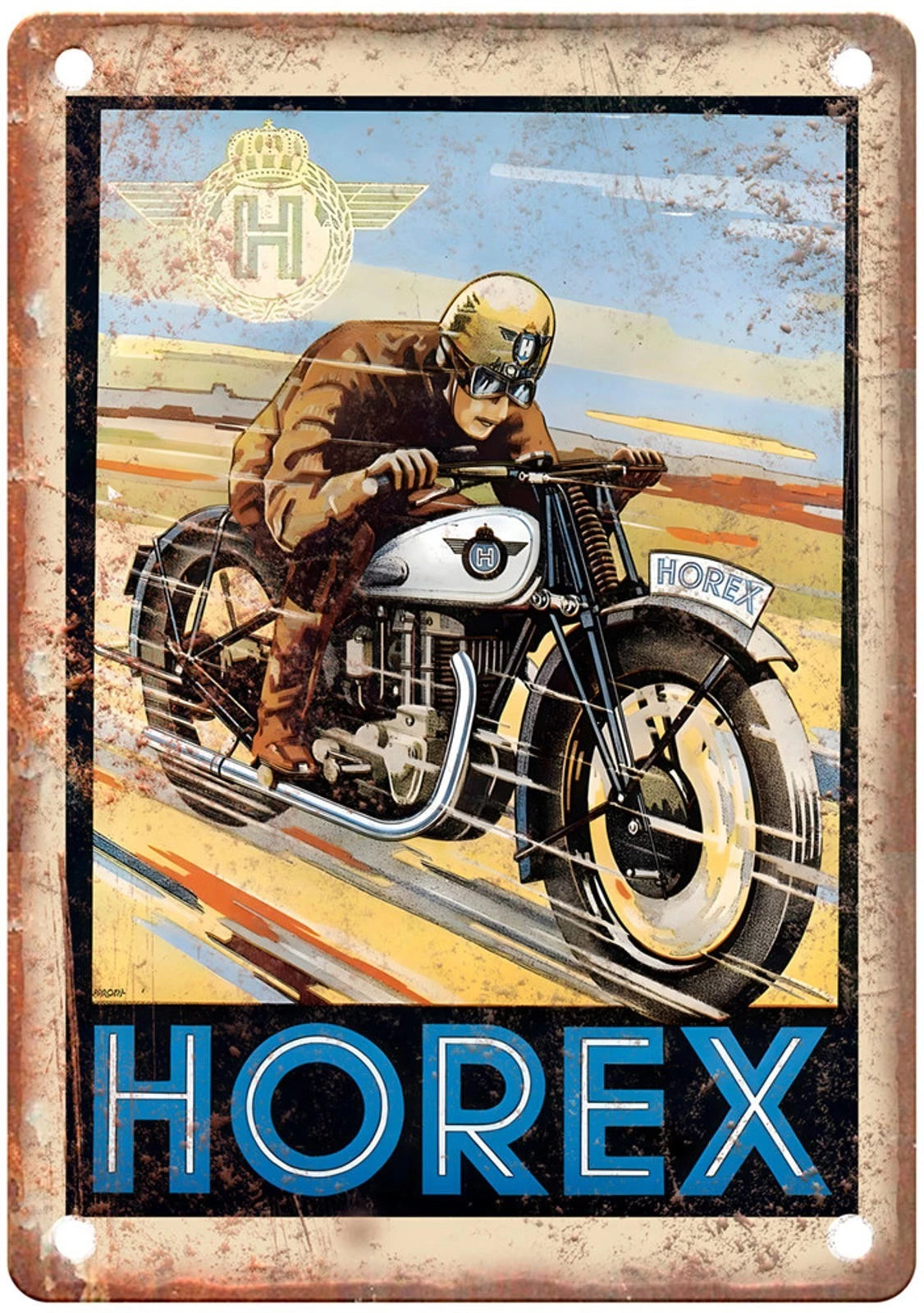 Vintage Motorcycle Retro 1936 Poster Aluminum Sign — product artwork