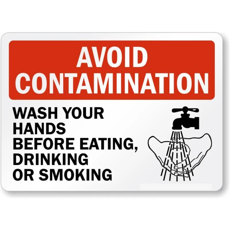Wash Hands Before Eating Drinking or Smoking Aluminum Sign — product artwork