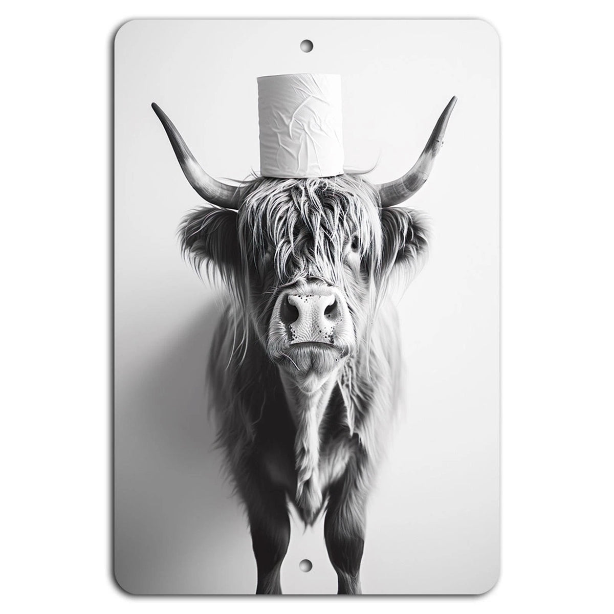 Highland Cattle Rustic Funny Aluminum Sign — product artwork
