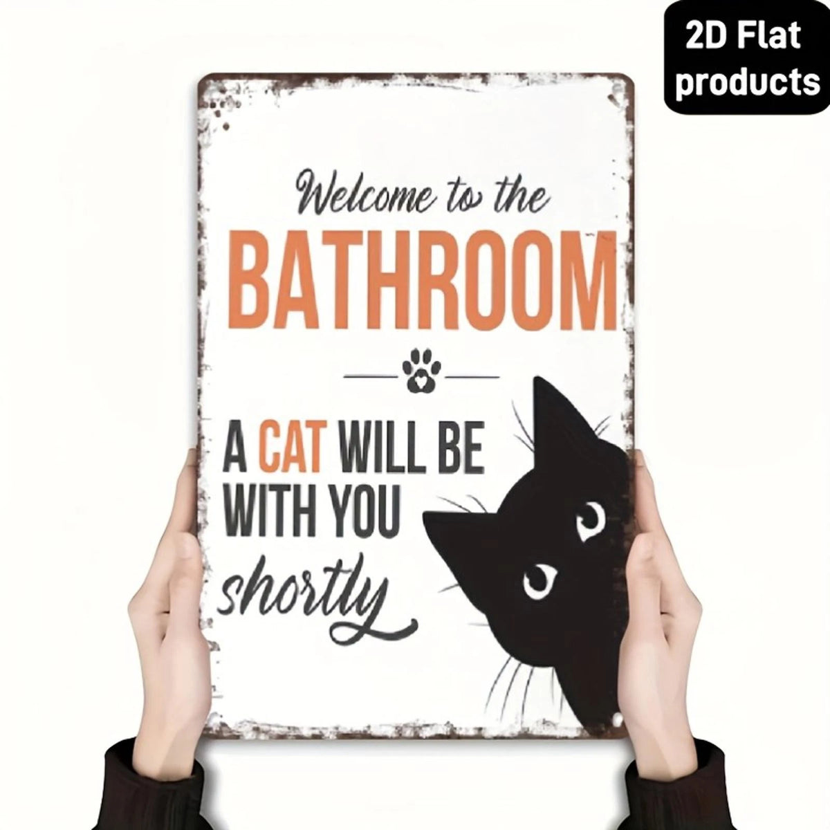 Bathroom Cat Funny Vintage Aluminum Sign — product artwork