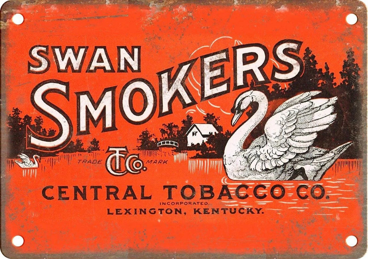 Swan Smokers Reproduction Aluminum Sign — product artwork