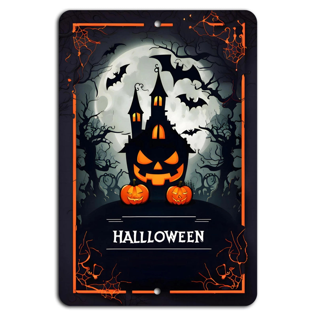 Halloween Haunted Castle Gothic Vintage Aluminum Sign — product artwork