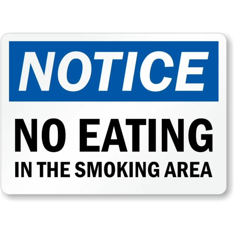 No Eating Smoking Area Aluminum Sign — product artwork