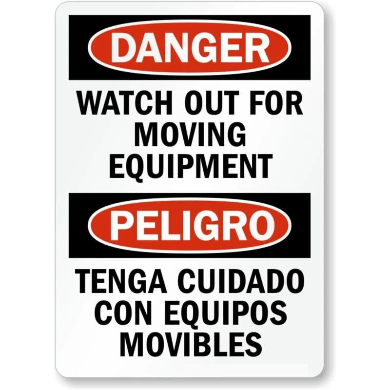 Bilingual Watch Moving Equipment Aluminum Sign — product artwork