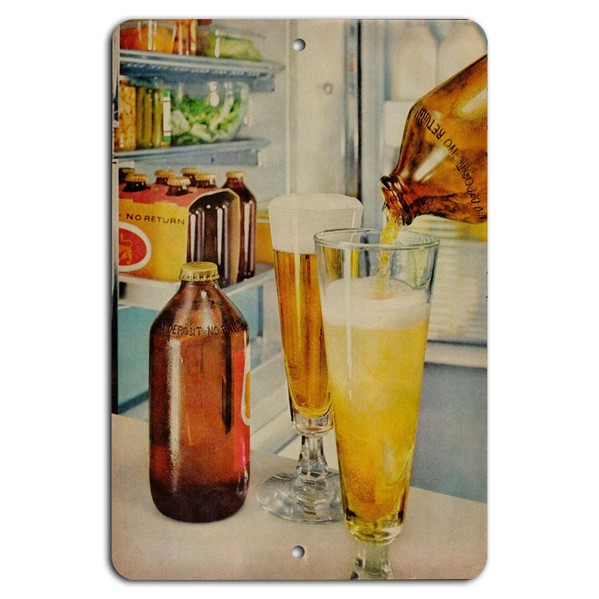 Vintage Beer Fridge Retro Garage Aluminum Sign — product artwork