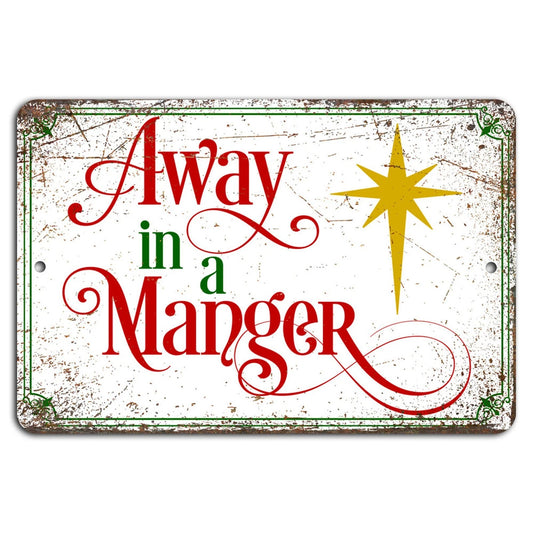 Rustic Manger Handmade Holiday Aluminum Sign — product artwork