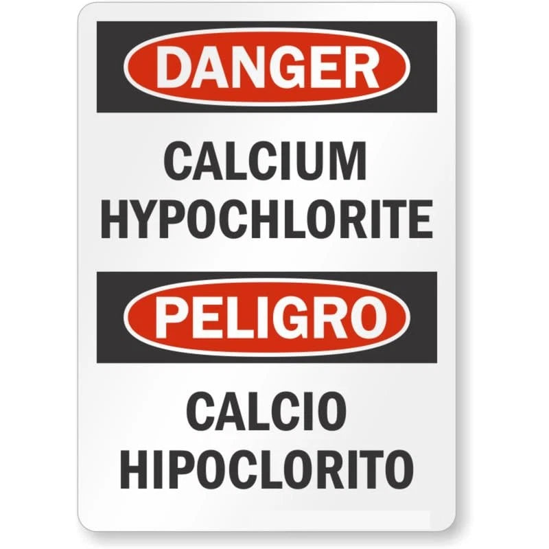 Calcium Hypochlorite Peligro Bilingual Danger Aluminum Sign — product artwork