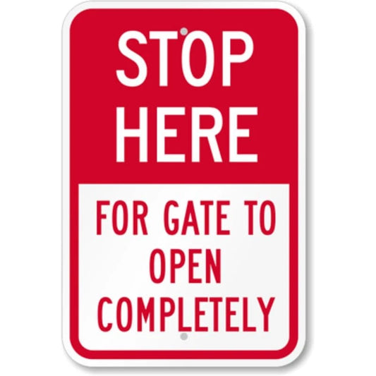 Stop Here Gate Aluminum Sign — product artwork
