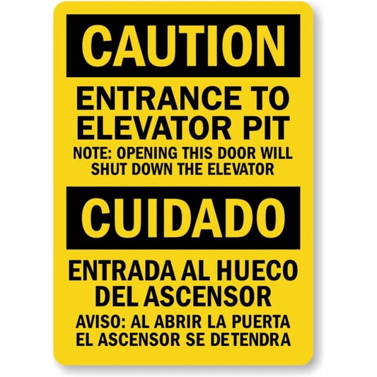 Bilingual Shutdown Elevator Aluminum Sign — product artwork