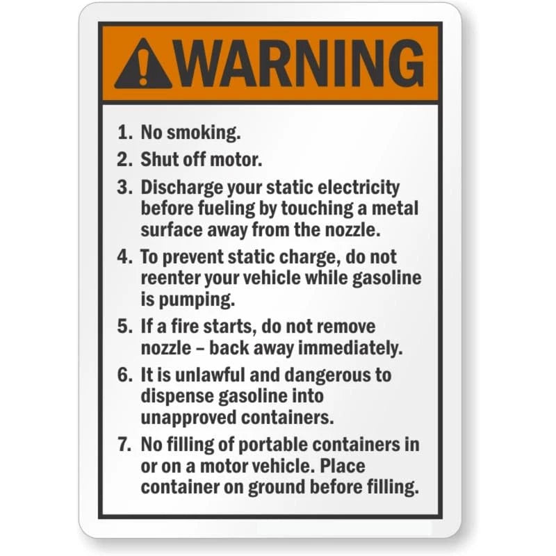 No Smoking Shut Off Motor Ansi Warning Aluminum Sign — product artwork