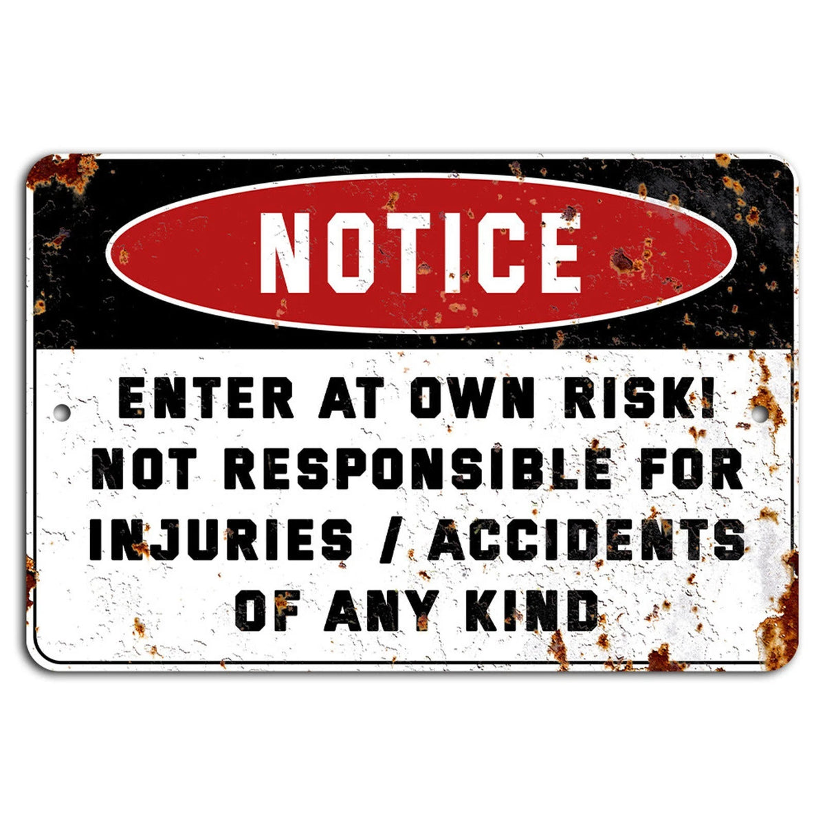 Rustic Enter at Your Own Risk Homeowners Aluminum Sign — product artwork