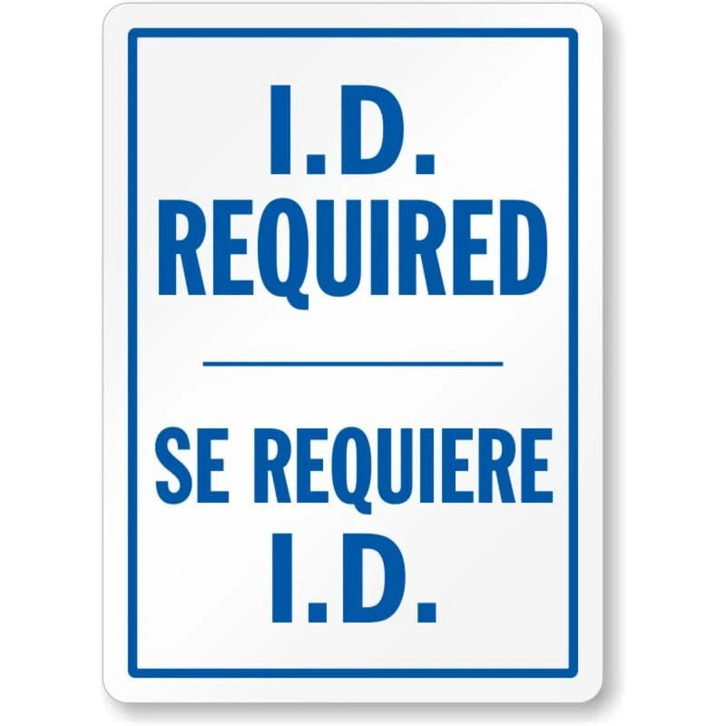 Bilingual Id Required Visitor Aluminum Sign — product artwork