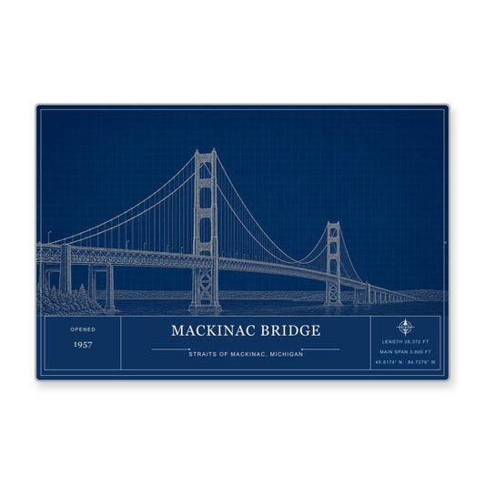 Mackinac Bridge Architectural Wall Art Aluminum Sign — product artwork