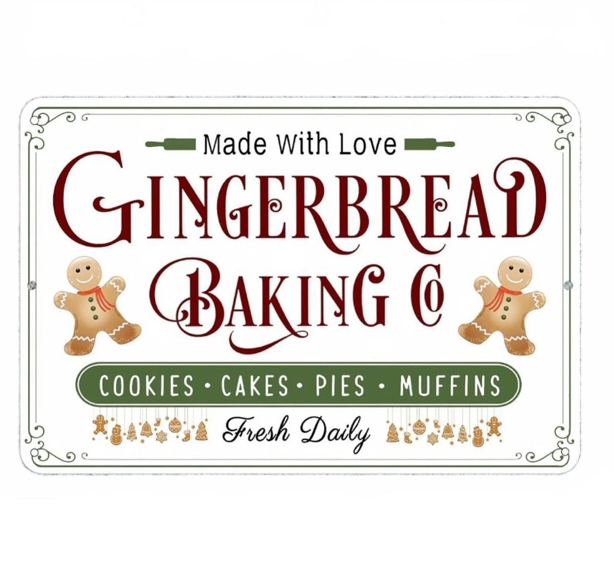 Christmas Gingerbread Baking Co Aluminum Sign — product artwork